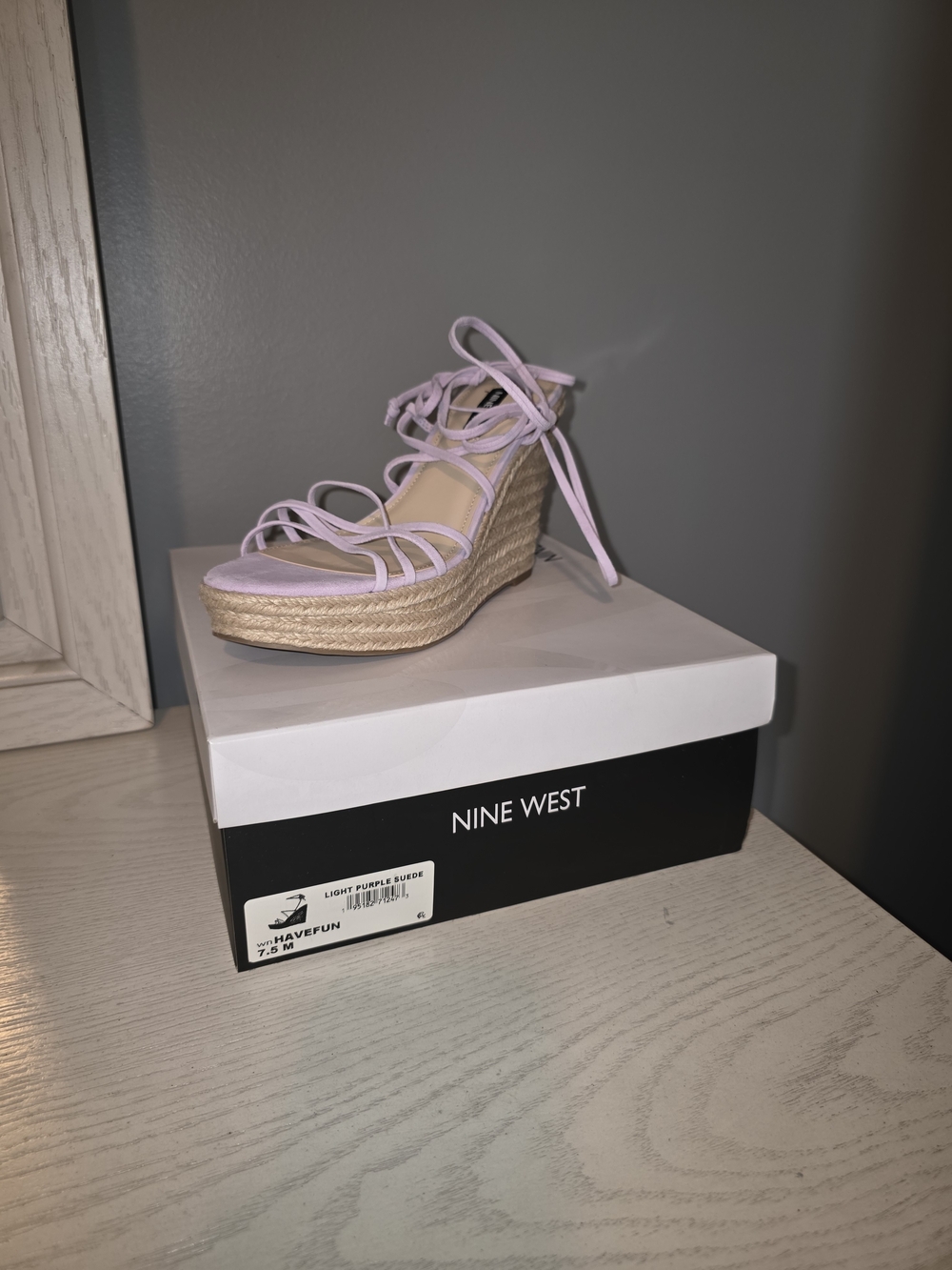 Nine West Light Purple Lace-Up Espadrille Wedges